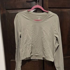 Women's Long Sleeve Top Workout in Olive Green